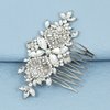 Wedding Bride Hair Comb Crystal Rhinestone Headpiece Pearl Bridal Hairpieces Sparkly Flower Bridesmaid Hair Combs Side Combs Hair Accessories for Women (Silver)