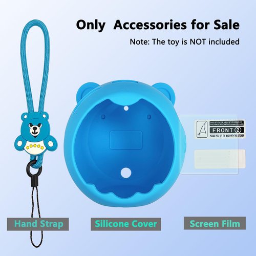 XEGIMOR Silicone Cover Case for Punirunes Interactive Digital Toy Squishy Characters Pet, Screen Protector for Punirunes Virtual Electronic Pets Accessories(Silicone Case and Lanyard) (Blue)