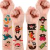Pirate Temporary Tattoos Birthday Themed Party Supplies Decorations Favors 8 Sheets 96PCS Decor Cute Stickers Tattoos for Class School Prizes Gift for Kids Boys Girls Carnival Christmas Rewards