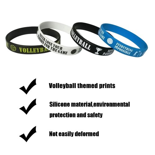 CupaPlay 24 PCS Volleyball Motivational Rubber Bracelets - Sports/Volleyball Party Favors Supplies Decorations Gifts Prize Silicone Wristbands