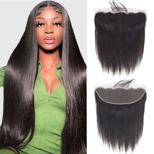 13x4 Straight Lace Frontal Closure Human Hair 10 Inch Brazilian Ear to Ear Transparent HD Lace Frontal Closure Straight Hair Extensions Human Hair Pre Plucked with Baby Hair