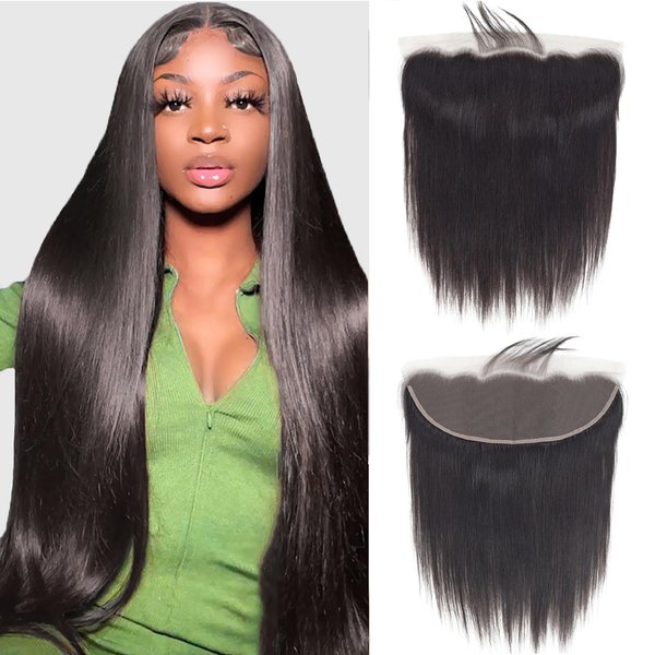 13x4 Straight Lace Frontal Closure Human Hair 10 Inch Brazilian Ear to Ear Transparent HD Lace Frontal Closure Straight Hair Extensions Human Hair Pre Plucked with Baby Hair