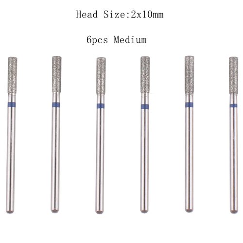 MZCMSL Barrel Cuticle Nail Drill Bit Set with Case, 6pcs Pro Diamond Nail Bits for Nail Salon Manicure, 3/32 Shank efile Bit(Medium)