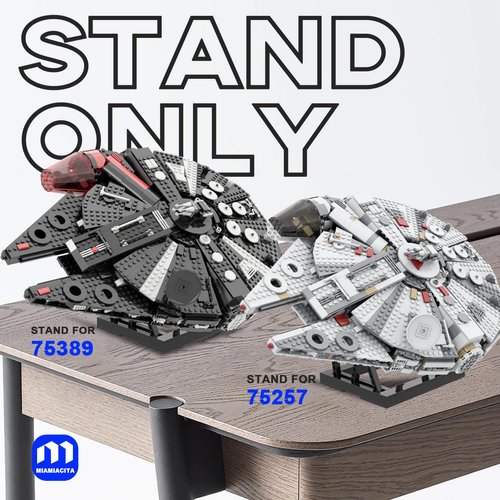 Display Stand for Lego Millennium Falcon 75257 75389, Upgraded Bracket for The Dark Falcon 75389, Strong Construction Stand Building Set with Clearer Instructions for Fans, Adults, Kids