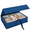Hiwhy Photo Storage Box 4x6, Linen Photo Box, Memory Box Perfect to Store Your Photo, Pictures, Certificates, Scrapbooking Supplies, Keepsakes and Jewelry Navy Blue
