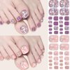 8 Sheets Toe Nail Stickers Diamond Charm Full Nail Wraps Glitter Toenail Nail Polish Strips Marble Decals Colorful Sparkly Rhinestones Toe Nail Wraps Toes Nails with 8pcs Nail file for Women Manicure
