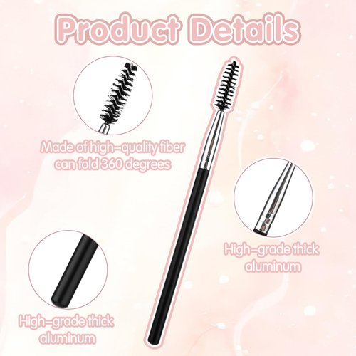 Andibro 5 Pcs Eyelash Brush, Portable Eyebrow Brush Reusable Mascara Brush Wands Portable Spooly Eyelash Eyebrow Brushes Applicators Makeup Lash Spoolies Set for Lash Extensions
