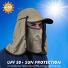 GADIEMKENSD Foldable Fishing Sun Hat with Neck Flap Face Cover UPF 50+ Sun Protection Cool Baseball Cap Adjustment Covering Removable Legion Hat for Fishing Gardening Hiking Work Khaki