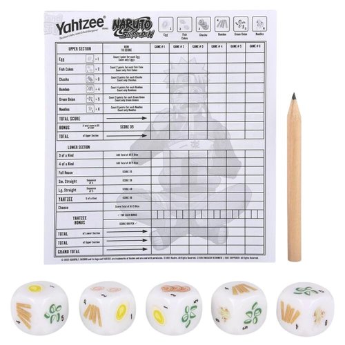 YAHTZEE: Naruto Shippuden | Collectible Ramen Bowl Dice Cup | Classic Family Dice Game Based on Anime Show | Great for Family Game Night | Officially-Licensed Naruto Game & Merchandise