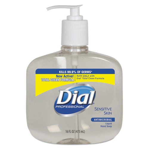 Dial Professional Antibacterial Liquid Hand Soap for Sensitive Skin, Floral, 16 Oz Pump, 12/Carton