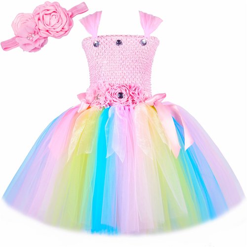 HJTT Tutu Dress for Girls Birthday Gifts Toddler Kids Fairy Costume Pastel Flower Girls Tulle Princess Dress Ball Gown (Pastel Fairy,2-3T)