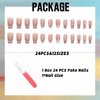 IMSOHOT Coffin Press on Nails Long Acrylic Fake Nails French Ballerina False Nails Glue on Nails Glossy Full Cover Nude Glitter Nails with Pink Heart Designs 24PCS