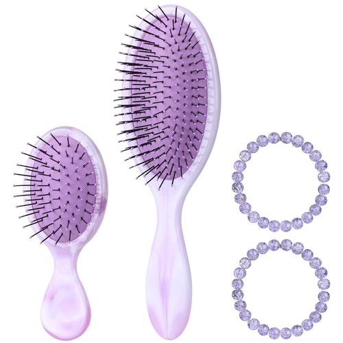 Daily Gard 2 Pack Detangler Hair Brush and Mini Hair Brush, Dry and Wet Hair Brush for Women Men Girls, Detangling Hairbrush for Wet/Dry/Curly/Thick/Long/Wavy/Damaged Hair, Purple