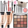YBUETE Makeup Set for Girls Teens Women, Full Face Makeup Kit, Travel Makeup Kit, Makeup Present Set, Eyeshadow Foundation, Blusher Counter Stick, Pencil Eyeliner Lip Gloss, Makeup Brushes Sponge Bag