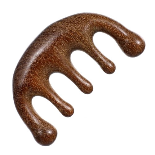 Wooden Scalp Massager Scalp Stimulator Comb Head Scalp Comb with Wide Toot Sandalwood Round Tooth Comb Gua Sha for Luxurious Hair Care Fatigue Relieve Acupoint Massager