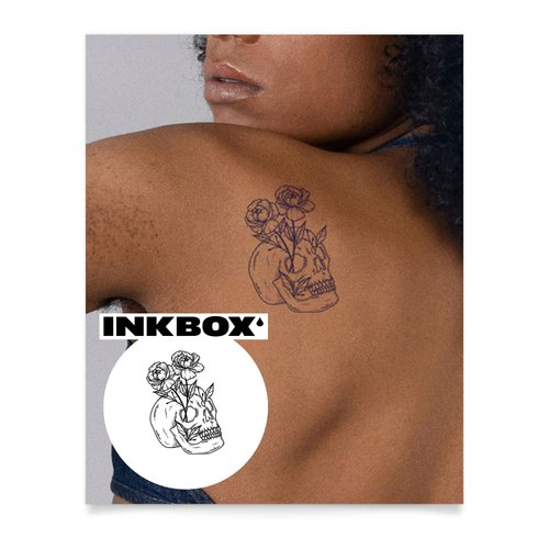 Inkbox Temporary Tattoos, Semi-Permanent Tattoo, One Premium Easy Long Lasting, Water-Resistant Temp Tattoo with For Now Ink - Lasts 1-2 Weeks, Sentimental Skull, 4 x 4 in