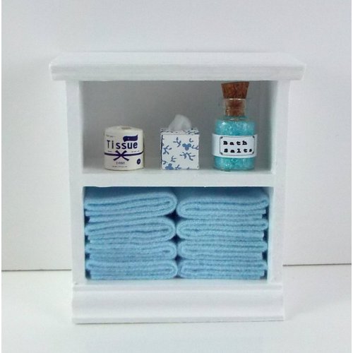 Town Square Miniatures Dolls House Miniature Furniture Small Shelf Unit & L Blue Bathroom Accessories