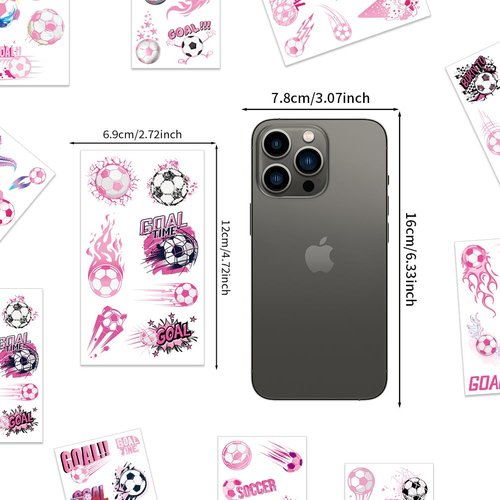Football Temporary Tattoos,10 Sheets Pink Football Temporary Transfer Soccer Tattoos Stickers for World Cup Soccer Party Gift Birthday Party Bag Fillers Boys Girls Kids