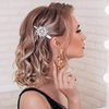 Xinjoduz 2 PCS Crystal Rhinestone Hair Clips, Sparkle Flower Design Alligator Hair Barrettes Non-Slip Floral Duckbill Hairpins Bling Fancy Hair Clips for Women Girls Hair Jewelry Accessories(Silver)