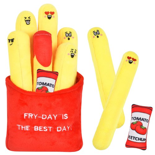 French Fries Food Plush, Cute Funny Stuffed Plushie Pillow, Soft Fluffy French Fry Cushion, Kawaii Food Shaped Design, Filled Fries Plush Toys Pet Supplies, Unique Birthday Gift for Kids Girls Boys