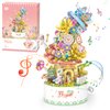 MEIEST Falls Building Blocks Rotating Music Box Set,Candy Flower Bonsai Botanical Collection with Light,Home Decor (Flower)