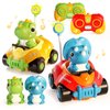 Uregoio 2 Pack Remote Control Cars for Toddlers 1-3, Dinosaur Car for Kids Age 2-4, Babies Toys for 18+Months, RC Car with LED Lights & Music, Boys and Girls Christmas Birthday Gifts 2 3 4 5 Years Old