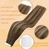 Full Shine Tape in Hair Extensions Human Hair 18 Inch Tape in Brown Hair Extensions Color 4/24/4 50 Gram 20 Pcs Balayage Tape in Extensions invisible Tape in Human Hair Extensions Remy Human Hair