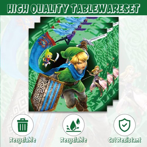 40Pcs Zeldas Party Supplies include 20 plates, 20 napkins for the Zeldas birthday party decoration