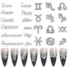 DANNEASY 24pcs Zodiac Nail Charms 3d Silver Zodiac Signs Nail Letters Flat-back Nail Rhinestones Diamond Charms for Nails Hollow Nail Studs Alloy Nail Jewels Nail Art Decoration