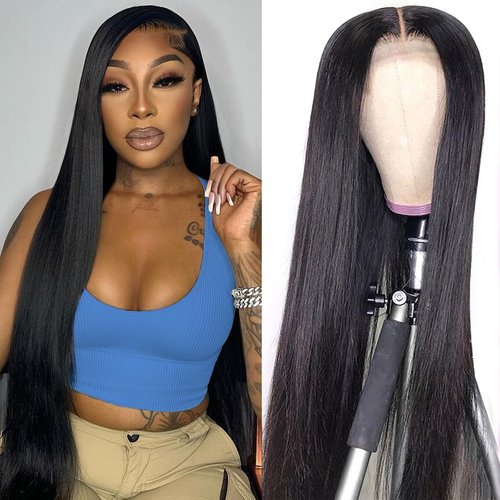 Teotuli Lace Front Wigs Human Hair (4x4 Straight Wig Human Hair, 24 Inch)