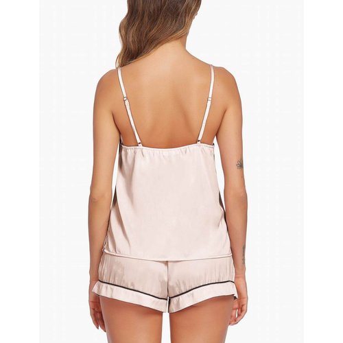 Ekouaer Sleepwear Set Women's Satin Cami Sleep Shirts with Short Lounge Shorts Silk Soft Pjs Set Valentines Gifts (Champagne,M)