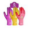PACIFIC 6 Pairs Gardening Gloves for women, Rubber Coated Garden Gloves, Ladies Yard Work Gloves, Breathable, Purple & Yellow & Red, Medium