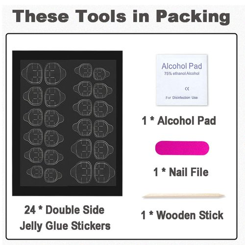 DOCVOEOMH 3D Pink Press on Nails Long Coffin Fake Glue ons Nails with 3D Alloy Charms Design Full Cover Artificial False Stick on Acrylic Nail for Women