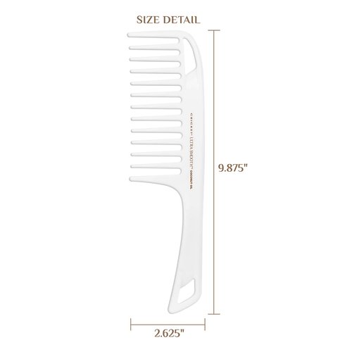 Cricket Ultra Smooth Coconut Detangler Comb for Wet, Dry, Long, Thick, Curly Hair Anti-Frizz Detangling Shower Comb with Coconut Oil and Keratin Protein Infused Plastic