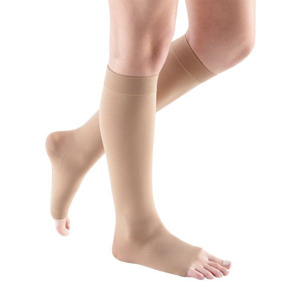 mediven Comfort for Women, 20-30 mmHg – Open Toe Leg Circulation, Calf High Compression Stockings for Women, Semi-Transparent Leg Support Compression Hosiery , I, Natural