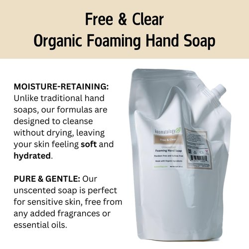 kosmatology Free & Clear (Unscented) Organic Foaming Hand Soap Refill Bag, 34 fl oz