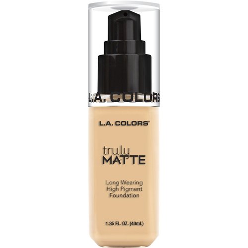 L.A. COLORS Truly Matte Foundation, Porcelain, 1.35 Fl. Oz.