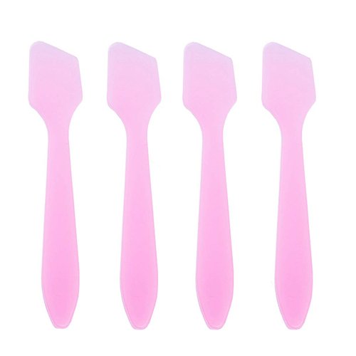 ericotry 100PCS Disposable Plastic Mini Cosmetic Spatula Scoop Cosmetic Skin Care Facial Cream Spatulas for Mixing and Sampling (Pink)