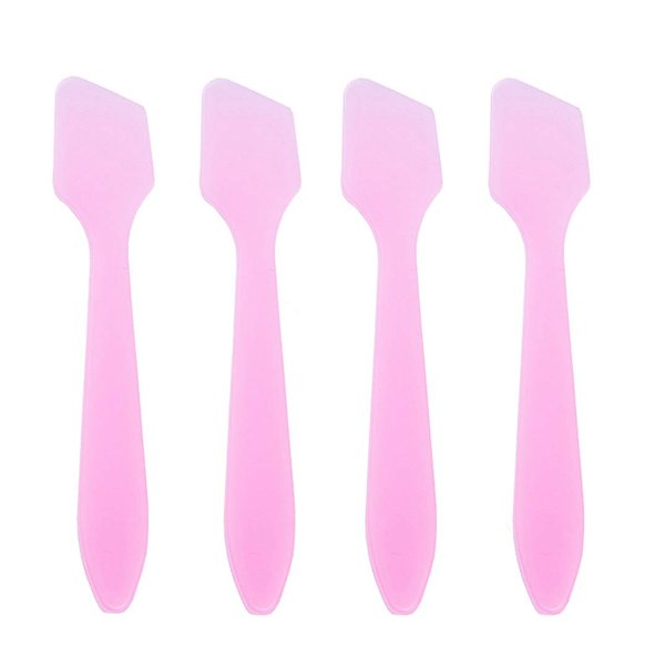 ericotry 100PCS Disposable Plastic Mini Cosmetic Spatula Scoop Cosmetic Skin Care Facial Cream Spatulas for Mixing and Sampling (Pink)