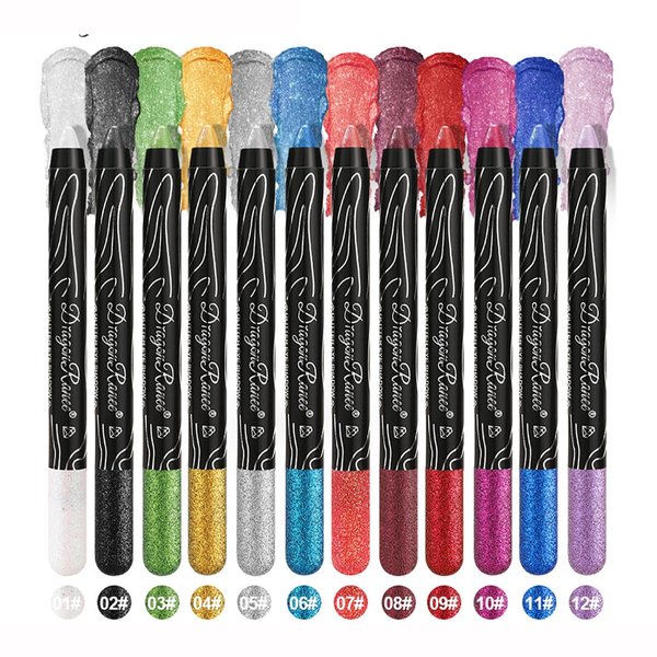 Petansy 12 Colors Eyeshadow Shimmer Stick Set Waterproof Pearly Sparkle Glitter Cream Stick Pen Long Lasting Eyeshadow Pencil High Pigmented Eye Shadow EyeLiner Makeup for Women