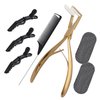 NEWISHTOOL Tape in Hair Extension Tools Kit, Stainless Steel Hair Sealing Pliers Fine Tail Comb Hair Clips & Hair Pads for Human Hair Extension Tape Sealing, Gold Flat Surface Taping Clamp Plier