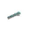 Smaller turquoise blue stone and silver metal alligator hair clip medium thin