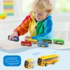 HSMQ 16 Pcs Pull Back City Bus Vehicles Toys Set, Mini Pull Back Cars for Kids Toddlers, Friction Powered Racing Vehicles Bulk Toys, Party Favors Goodie Bags Stuffers Pinata Fillers for Boys Girls