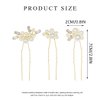 Heread Pearl Bride Wedding Hair Pins Crystal Bridal Headpiece Hair Accessories for Women and Girls （Pack of 3） (Gold)