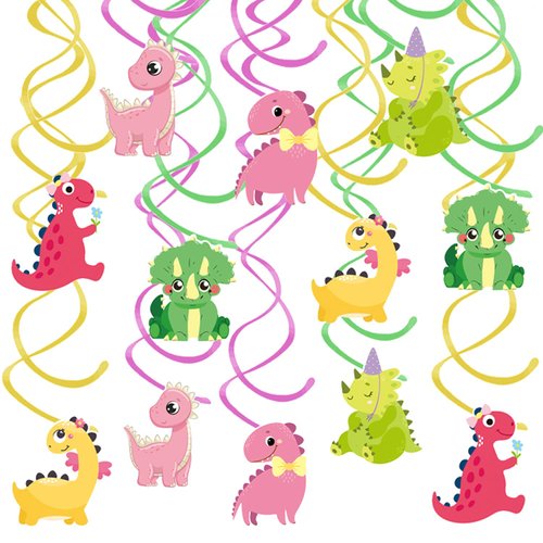 Dino Dinosaur Hanging Swirl - 24PCS Party Decorations for Boys Kids Theme Birthday Party Supplies Dinosaur Hanging Spiral Garlands Ceiling Decor (Dino Dinosaur)