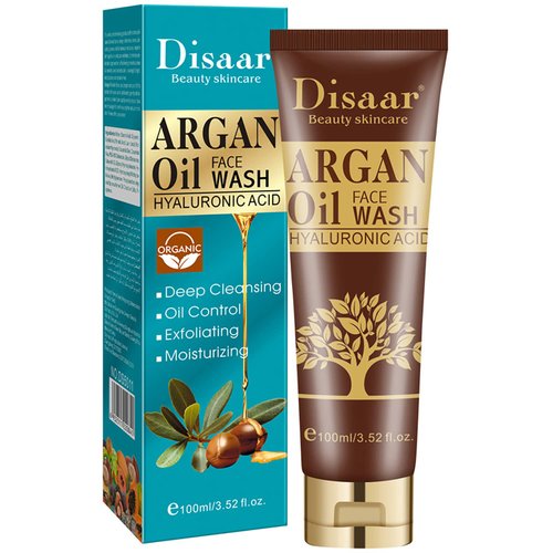 DISAAR Beauty Argan Oil Face Wash Hyaluronic Acid Deep Cleansing Oil Control Exfoliating Moisturizing Skin 100ml/3.52fl.oz
