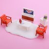 Cobee 2Pcs Miniature Carpets, 1:12 Dollhouse Wool Rug Dolls House White Furry Rugs Mini Furniture Dollhouse Accessories Play Set