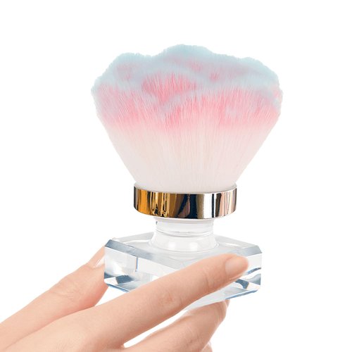Rungang Nail Dust Brush, Soft Kabuki Cleaner Nail Art Dust Powder Remover Nail Art Brush Manicure Brush for Makeup Acrylic Nails (Pale Pink)