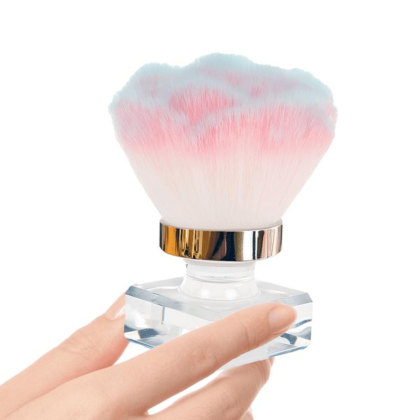 Rungang Nail Dust Brush, Soft Kabuki Cleaner Nail Art Dust Powder Remover Nail Art Brush Manicure Brush for Makeup Acrylic Nails (Pale Pink)
