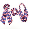 4th of July of Hair Accessories Set - 3Pcs American Flags Bandana Headband Red Blue White Hair Scarf Tie Patriotic Satin Scrunchies Hair Ties, Independence Day Costume Decorations for Women Girls